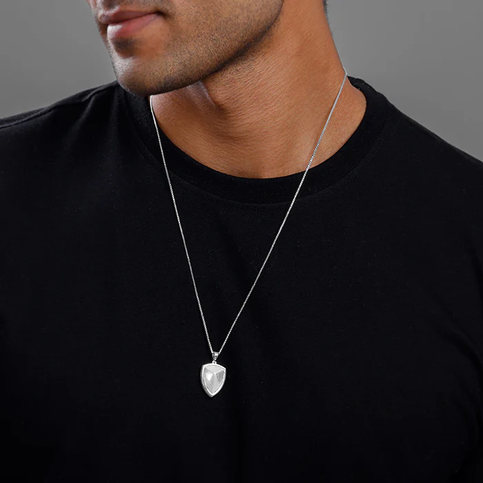 Silver Knight’s Valor Pendant With Box Chain For Him - Image 3