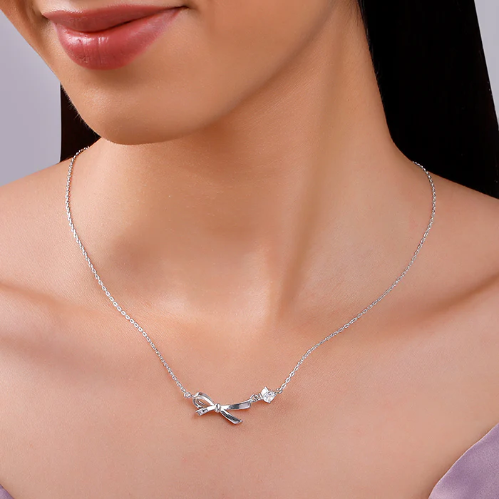 Silver Korean Bow Necklace - Image 3