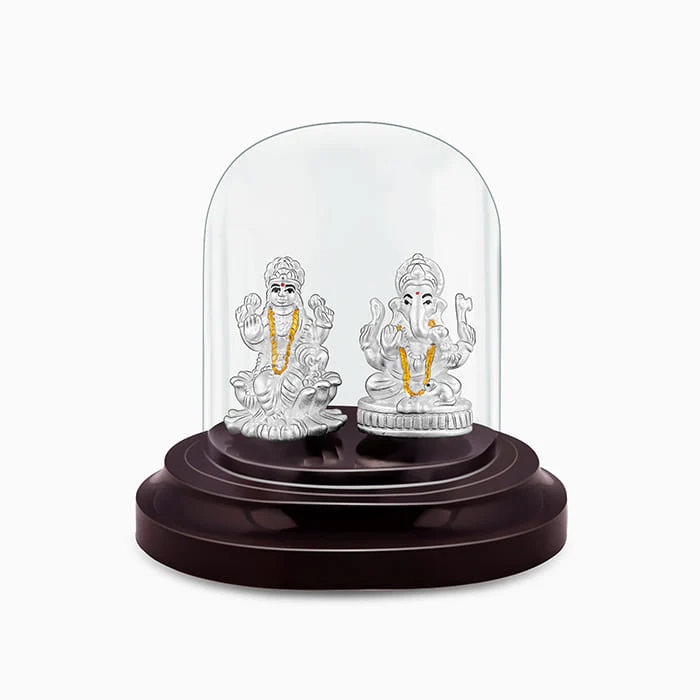 Silver Lakshmi and Ganesha Idol - Image 2