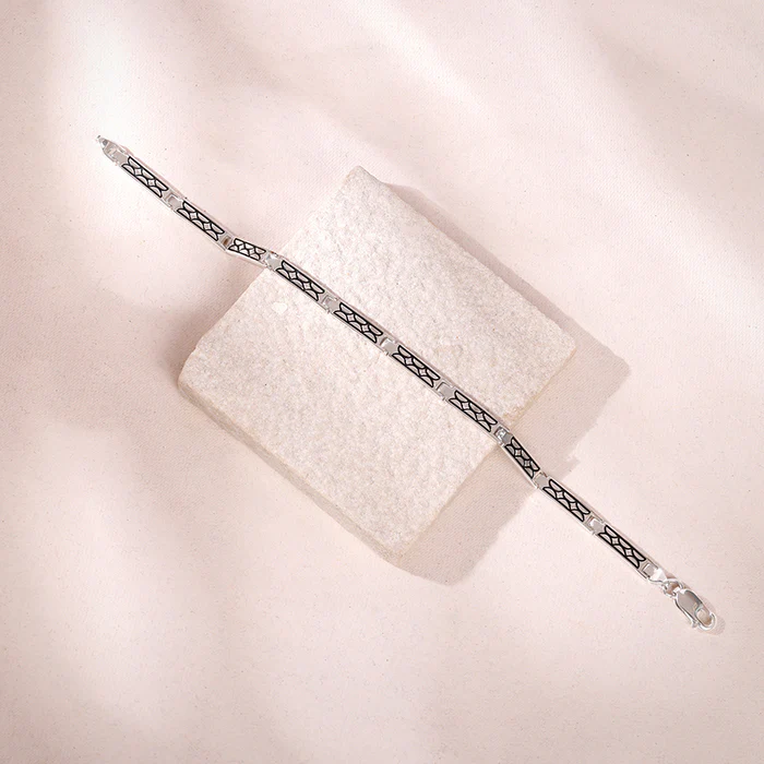 Silver Lattice Bracelet For Him - Image 2