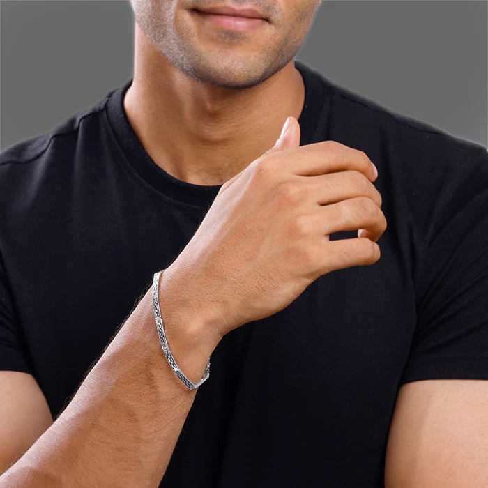 Silver Lattice Bracelet For Him - Image 3