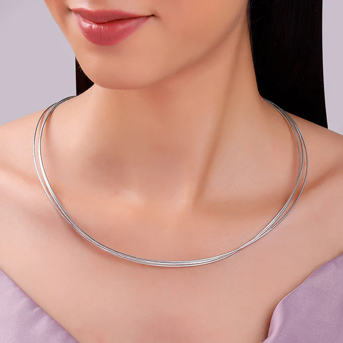 Silver Layered Hasli Necklace - Image 2