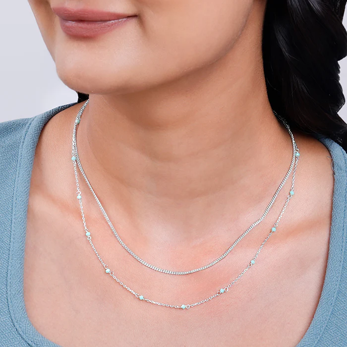 Silver Layered Shine Necklace - Image 3