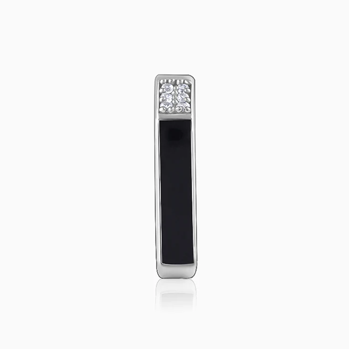 Silver Line Loop Earring For Him - Image 5