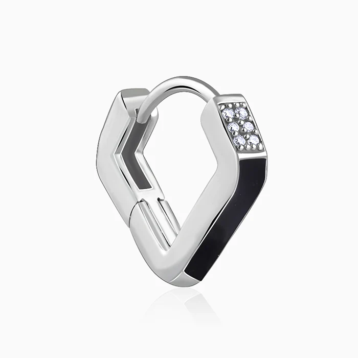 Silver Line Loop Earring For Him - Image 7