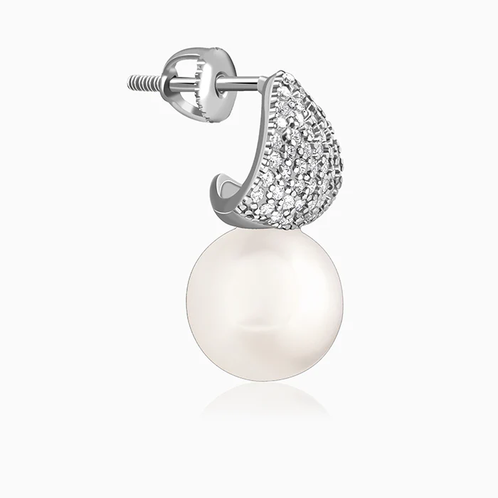 Silver Loretta Pearl Drop Earrings - Image 4