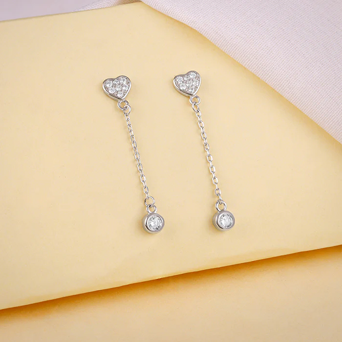 Silver Love Drip Dangler Earrings - Image 2