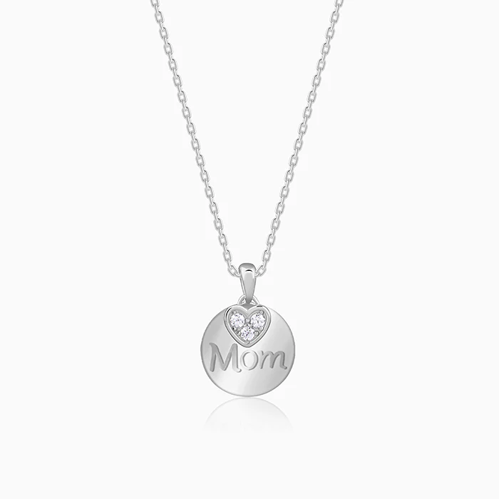 Silver Love for Mom Pendant With Link Chain