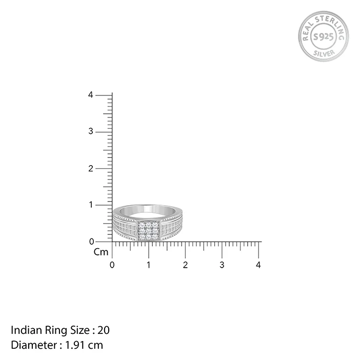 Silver Lustrous Square Ring For Him - Image 6
