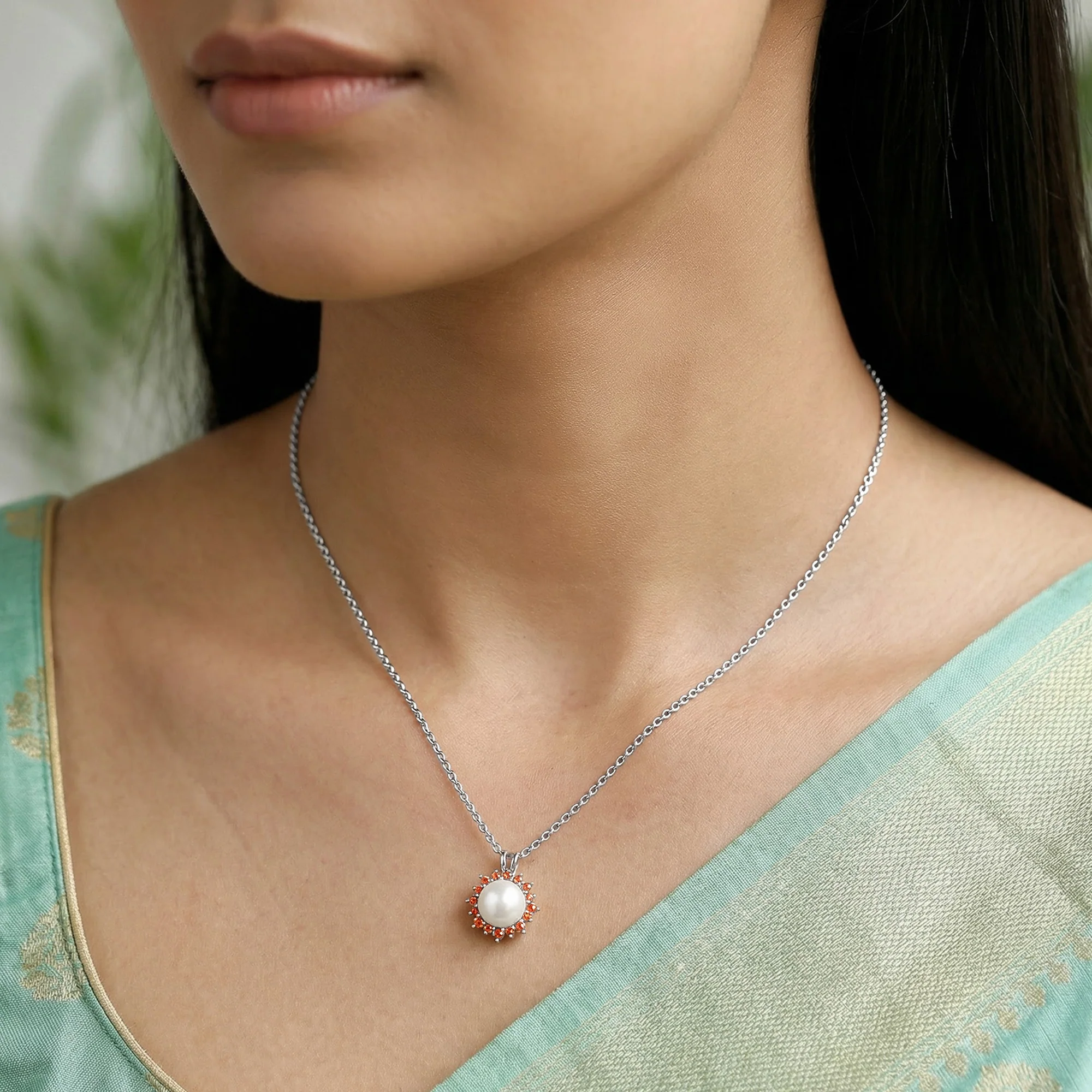 Silver Mahagauri Pendant With Link Chain - Image 3