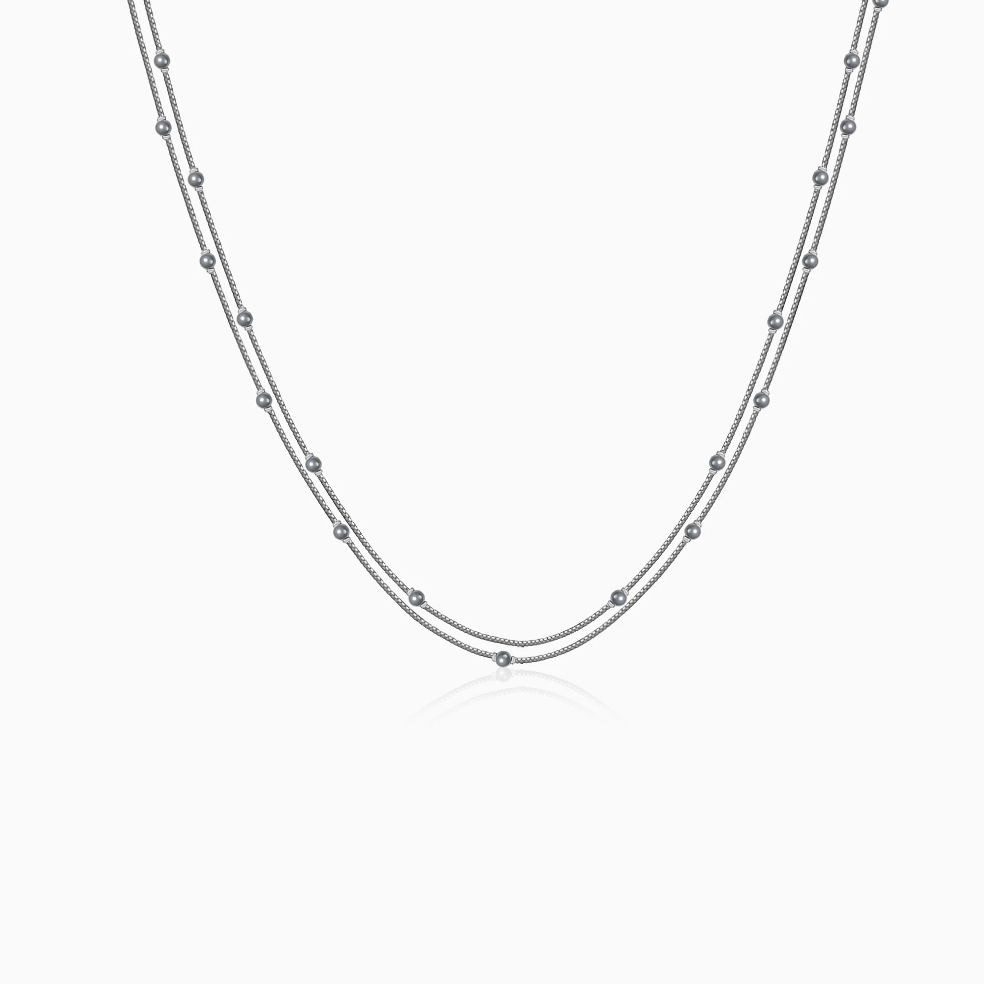 Silver Marilyn Layered Pearl Necklace - Image 3