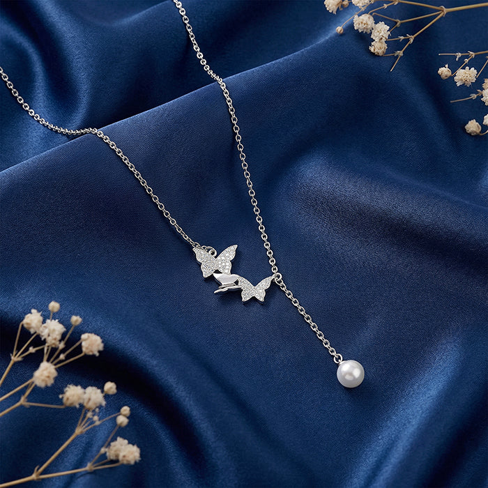 Silver Meryl Pearl Necklace - Image 2