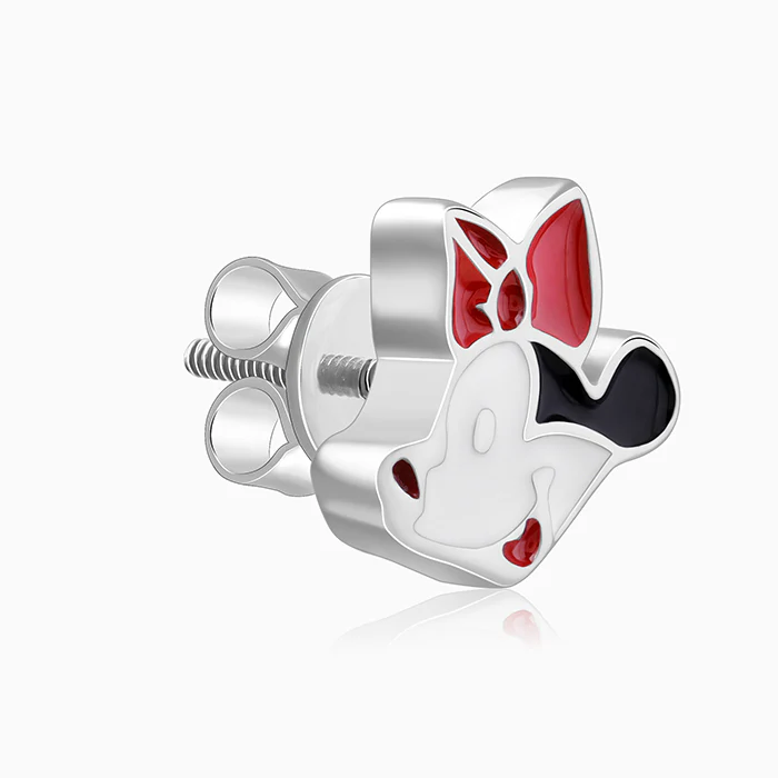 Silver Minnie Mouse Studs For Kids - Image 4