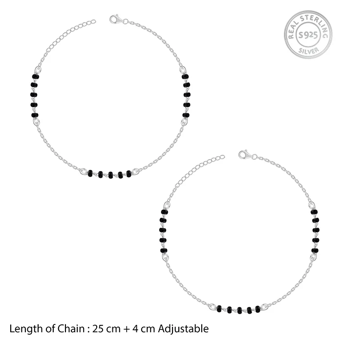 Silver Midnight Beads Anklet - Image 4
