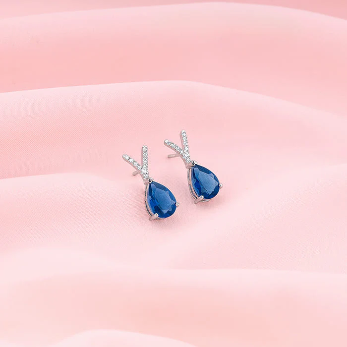 Silver Midnight Blue Earrings - Image 3