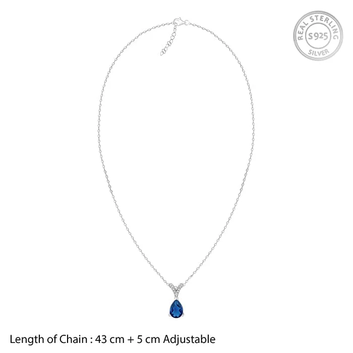 Silver Midnight Blue Pendant With Link Chain - Image 5