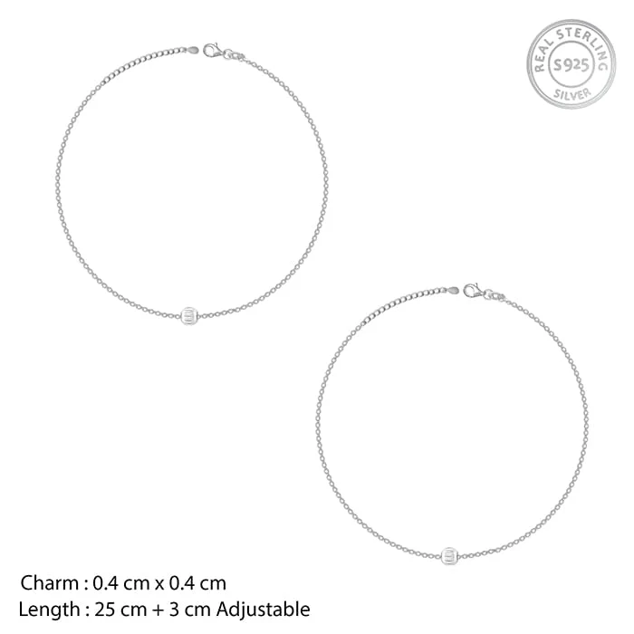 Silver Minimal Bead Anklet - Image 4