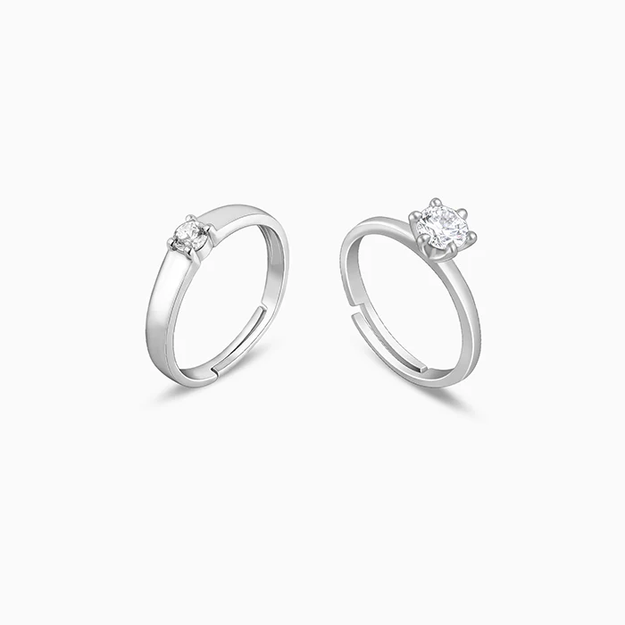 Anushka Sharma Silver Minimal Couple Rings - Image 4