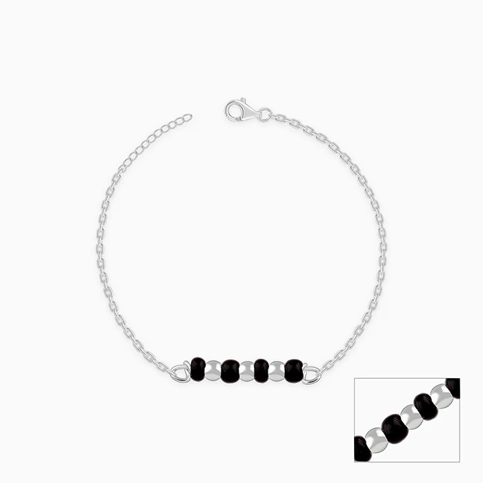 Silver Minimal Nazariya Kids Anklet Pair - Image 3