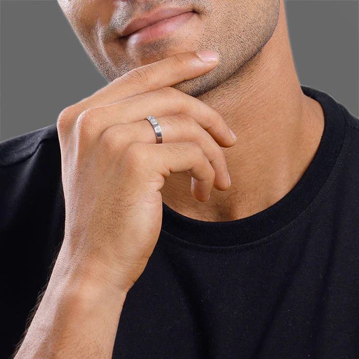 Silver Modern Minimalism Ring For Him - Image 3