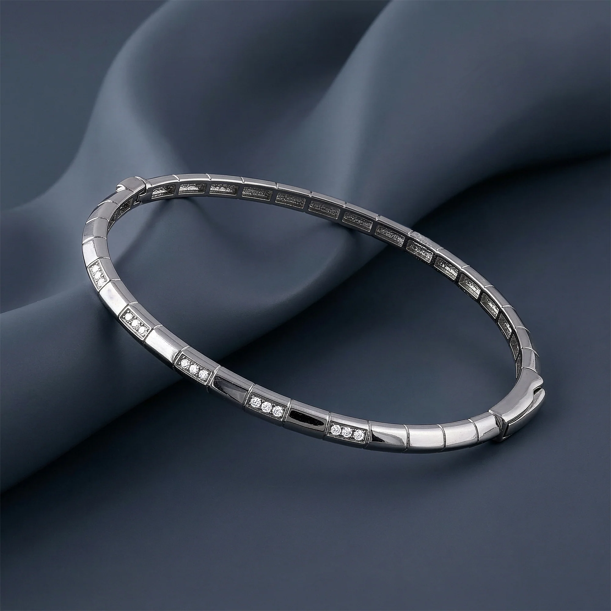 Silver Monaco Bangle Bracelet - Image 2