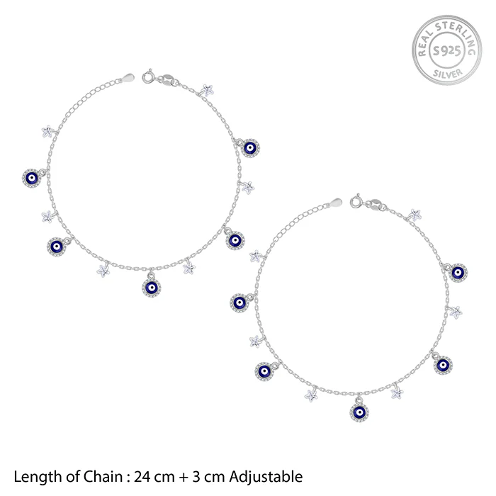 Silver Mystic Evil Eye Anklet - Image 4