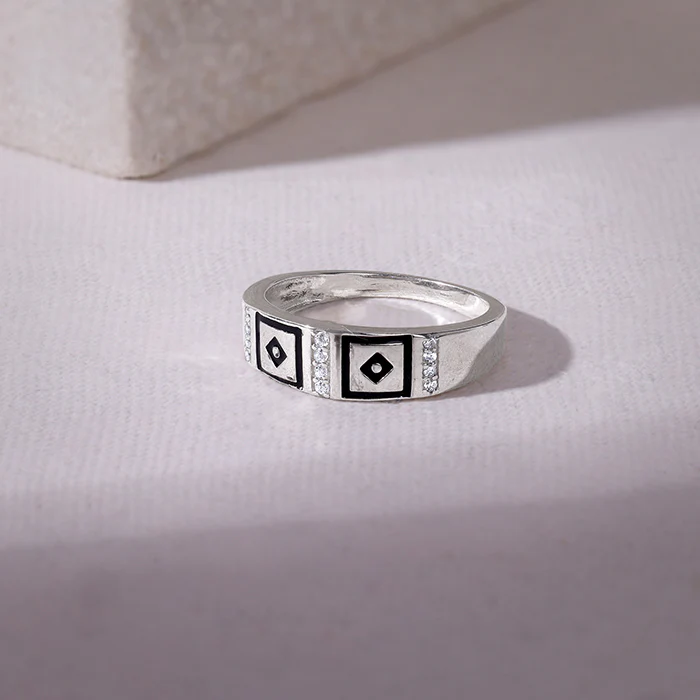 Silver Mystic Geometry Ring For Him - Image 2