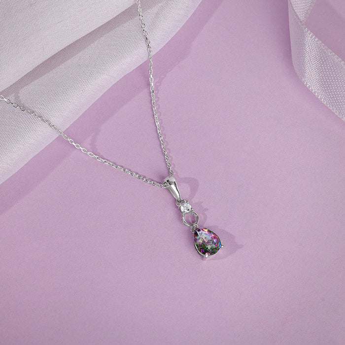 Silver Mystic Topaz Pendant With Link Chain - Image 2
