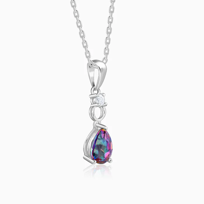 Silver Mystic Topaz Pendant With Link Chain - Image 4