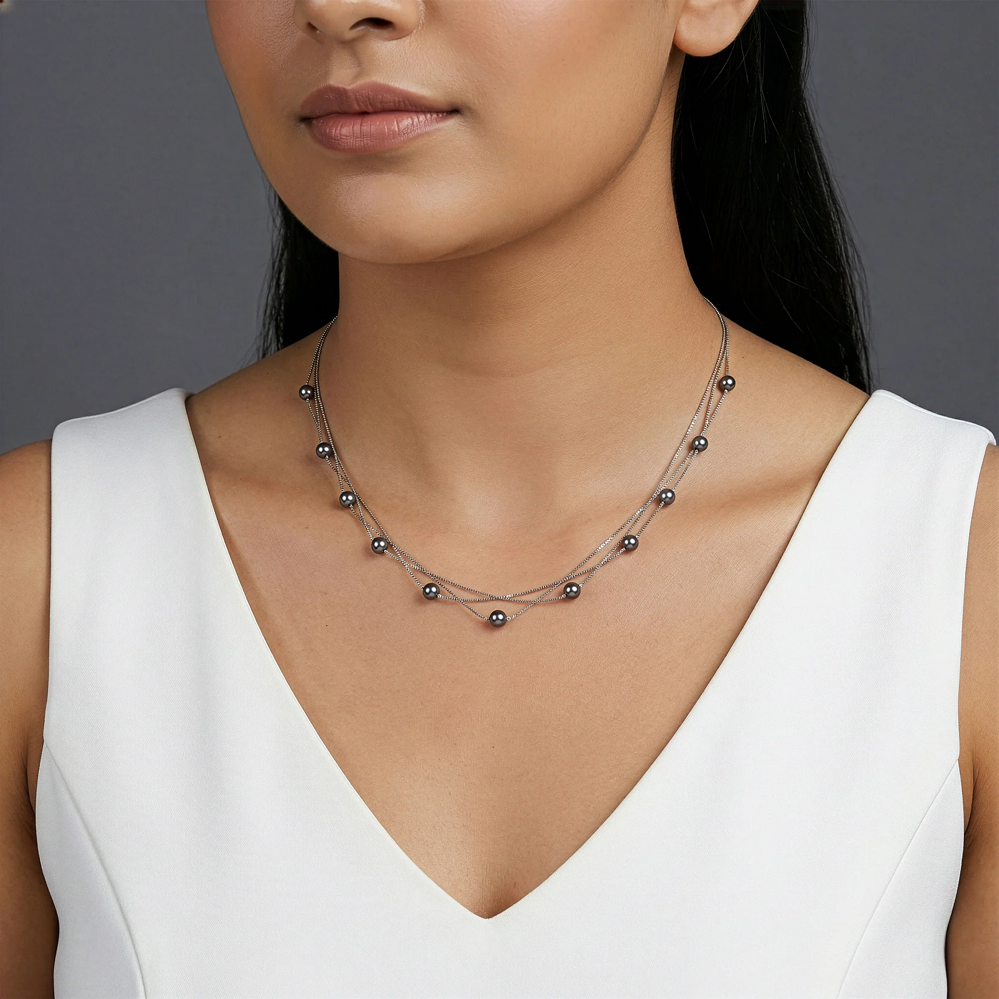 Silver Natalie Layered Pearl Necklace - Image 2