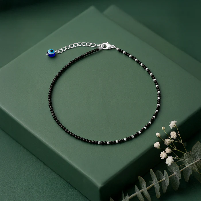 Silver Obsidian Nazariya Anklet - Image 2