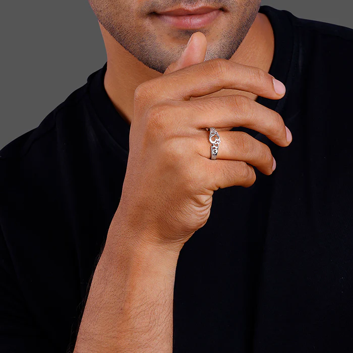 Silver Om Aura Ring For Him - Image 3