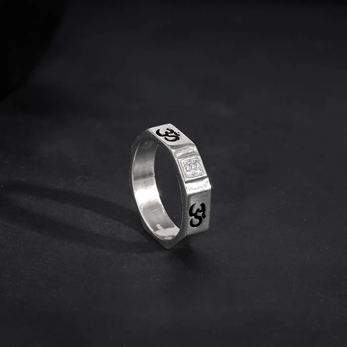 Silver Om Ring For Men - Image 2