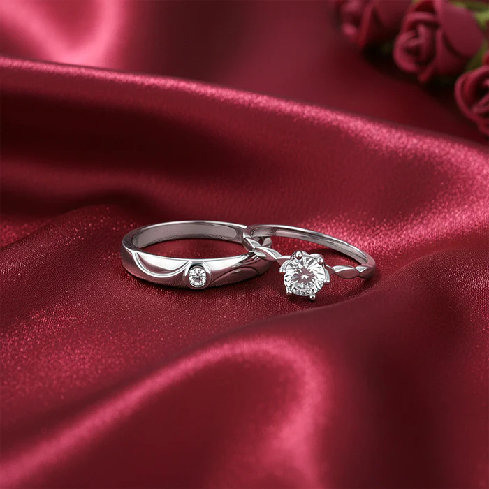 Silver One Beat Couple Rings - Image 2