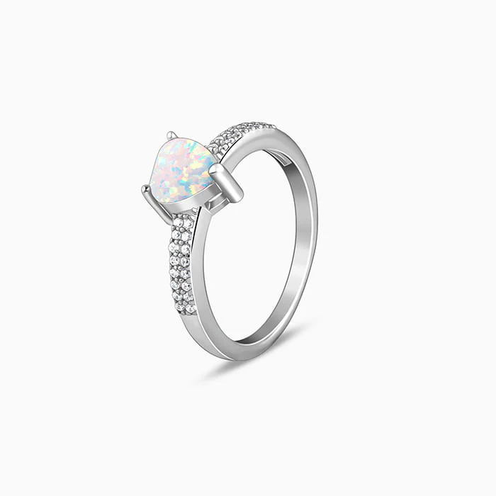 Silver Opal Heart Ring - Image 4