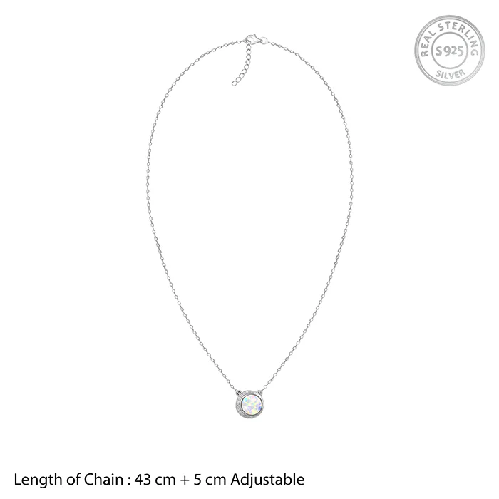 Silver Opal Moon Necklace - Image 6