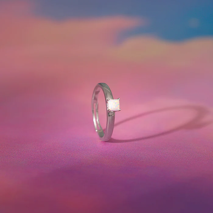 Silver Opal Square Ring - Image 2
