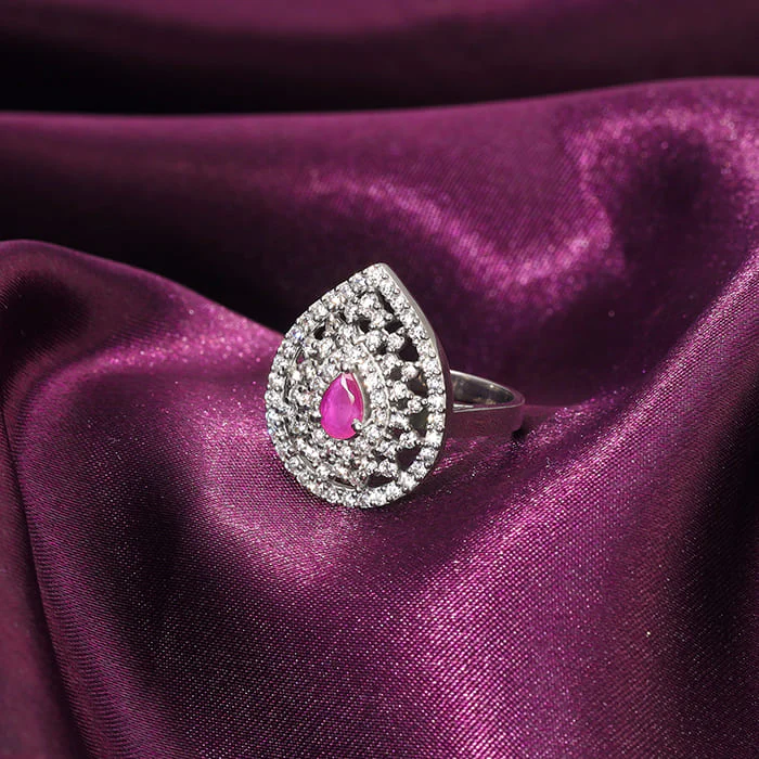 Silver Opulent Teardrop Ring - Image 2