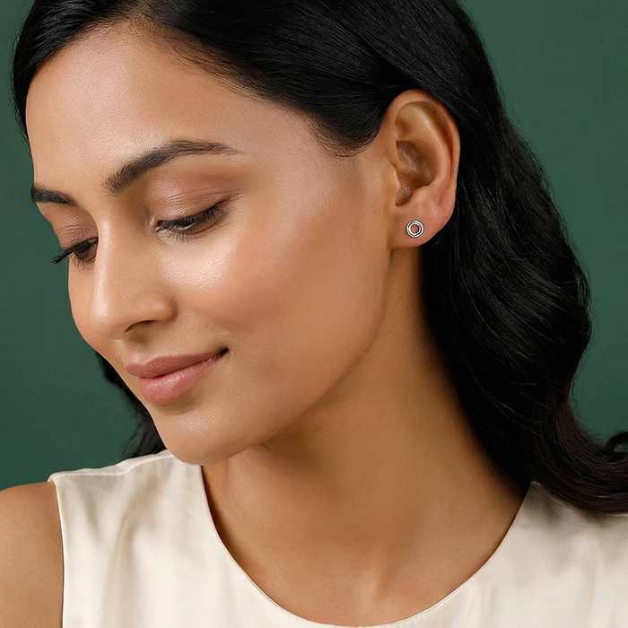 Silver Orbit Stud Earrings - Image 3