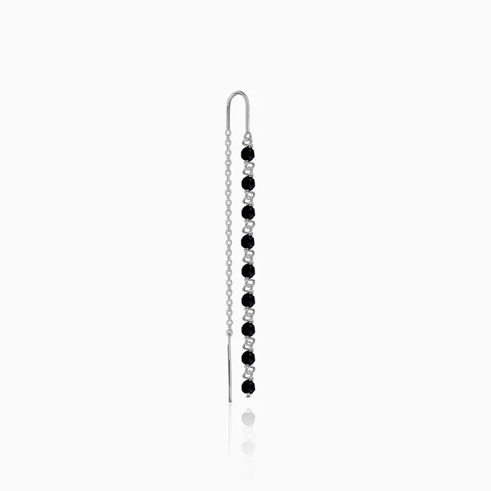 Silver Orlina Noir Sui Dhaga Earrings - Image 4