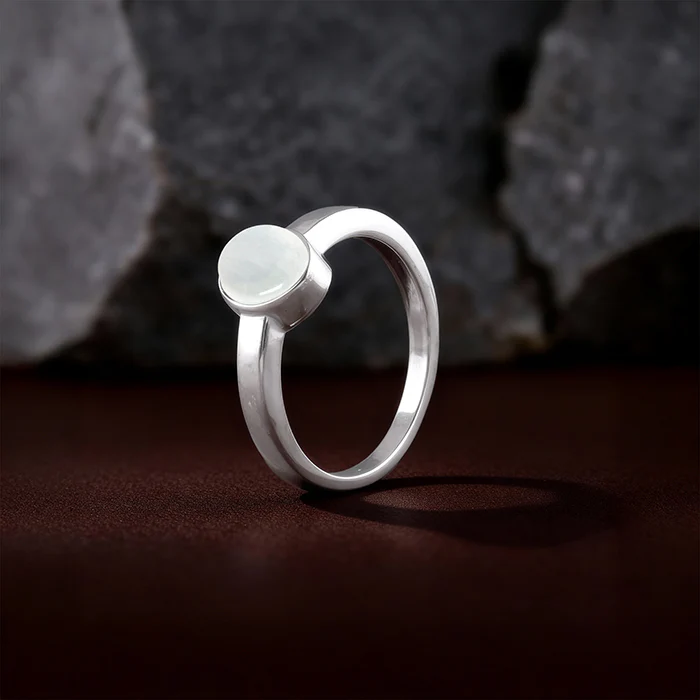 Silver Oval Moonstone Ring For Him - Image 2