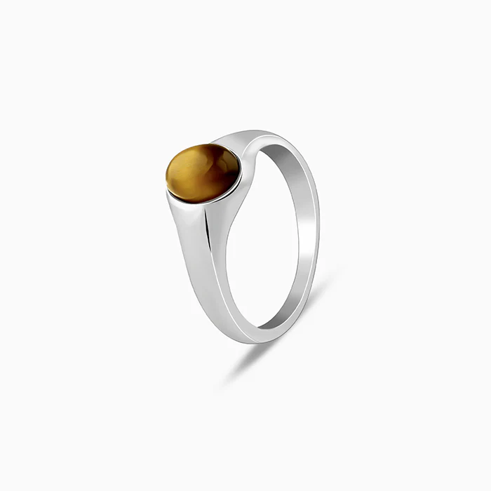 Silver Oval Tiger Eye Ring For Him - Image 4