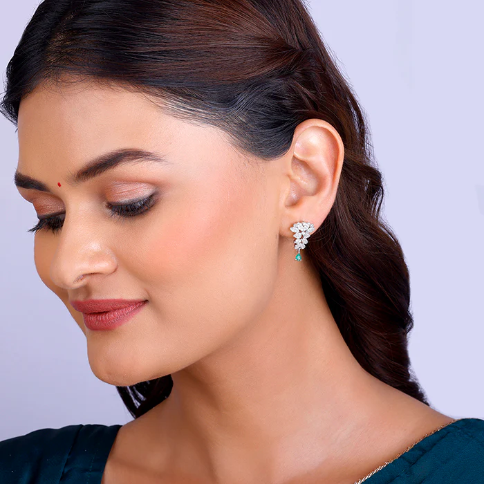 Silver Party Wear Earrings - Image 3