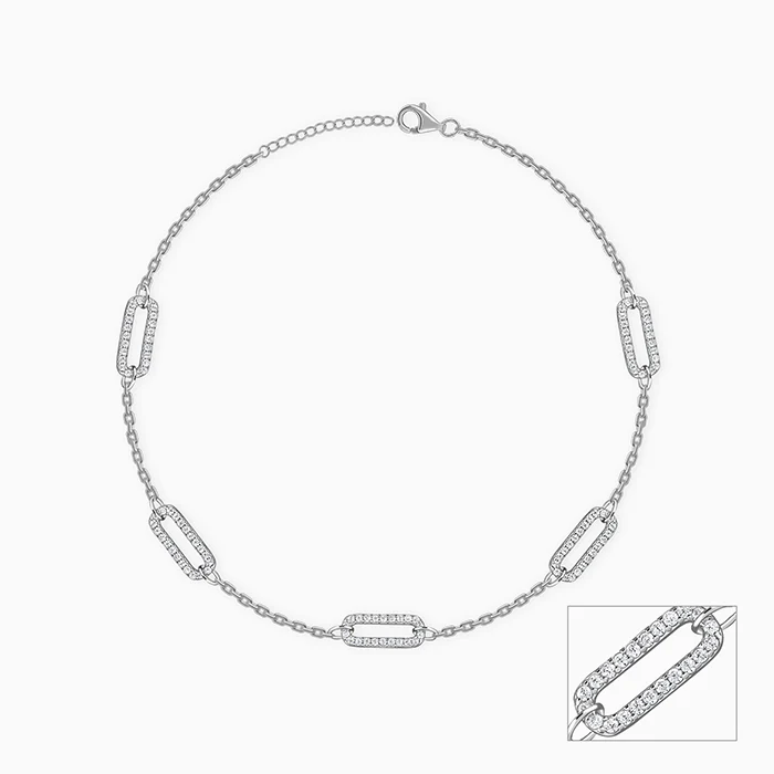 Silver Patterened Paperclip Anklet - Image 3