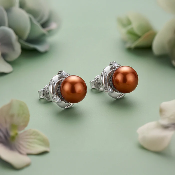 Silver Paulette Pearl Stud Earrings - Image 2