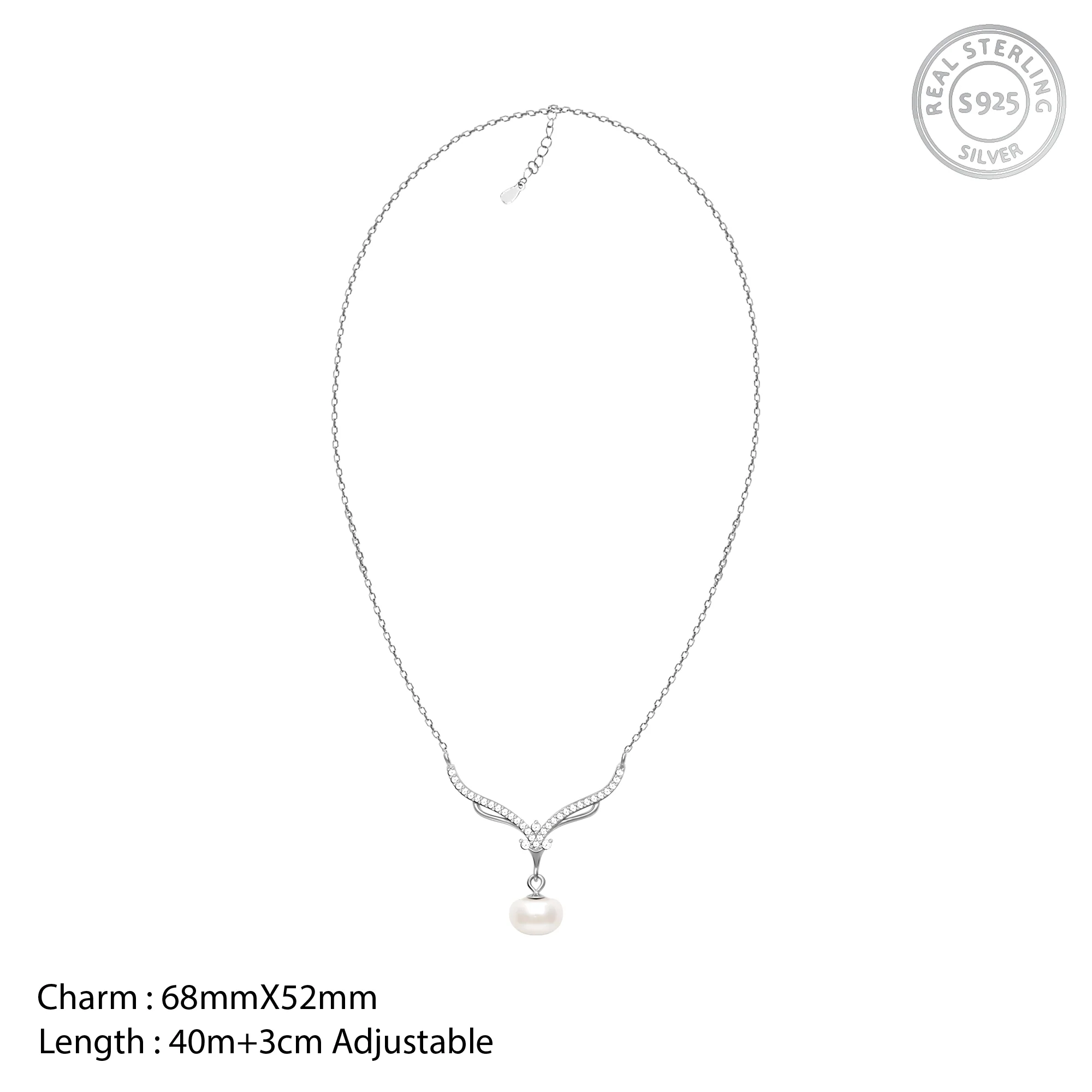 Silver Pearl Grace Drop Necklace - Image 3