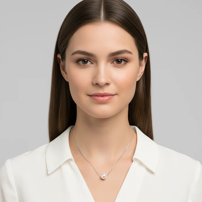 Anushka Sharma Silver White Pearl Moon Necklace - Image 7