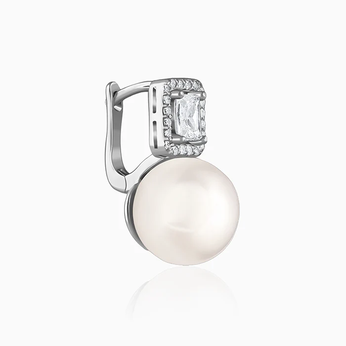Silver Pearly Glam Earrings - Image 4