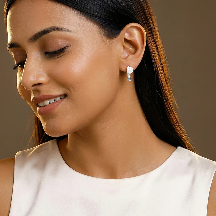 Silver Penelope Pearl Earrings - Image 3