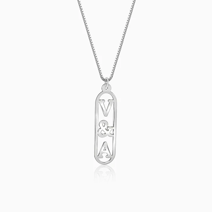 Silver Personalised Bar Initial Pendant For Him